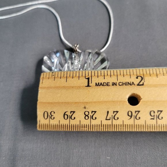 Womens Jewelry Silver Tone Snake Chain Necklace Crystal Heart Pendant 18 in - Picture 9 of 9